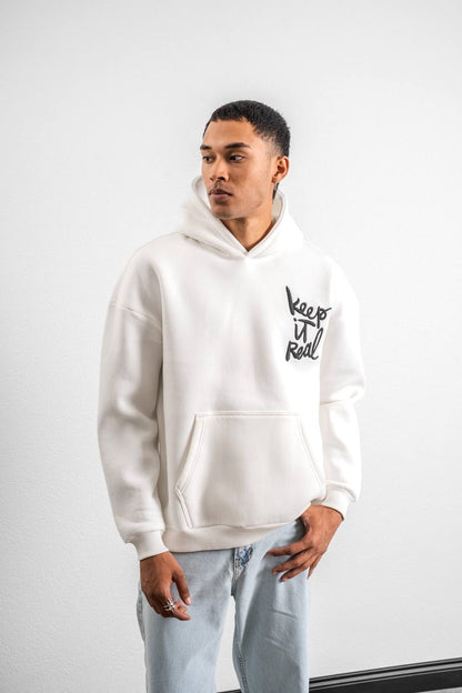 Keep It Real Embroidered Oversized Sweatshirt - Soft Brushed 3-Ply Fabric Withinblack