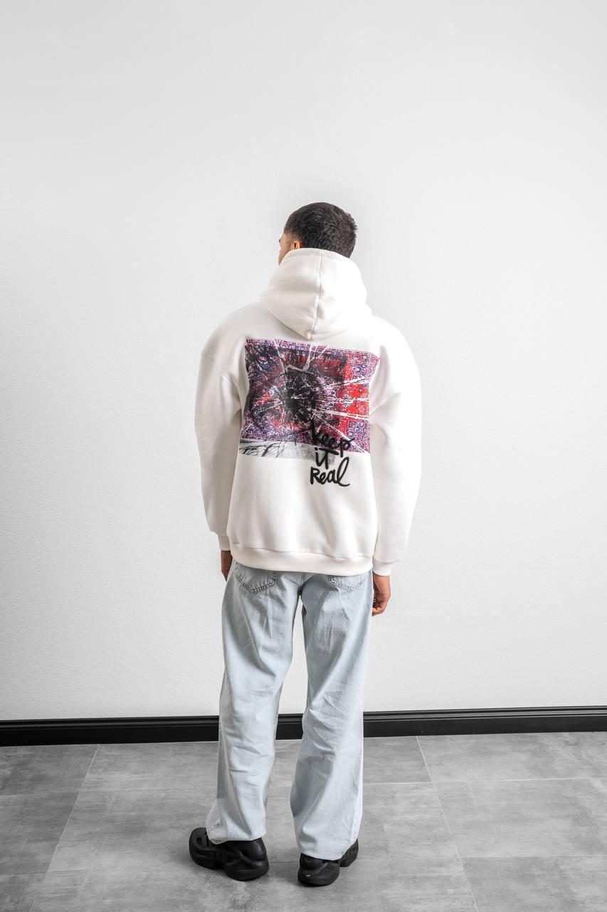 Keep It Real Embroidered Oversized Sweatshirt - Soft Brushed 3-Ply Fabric Withinblack