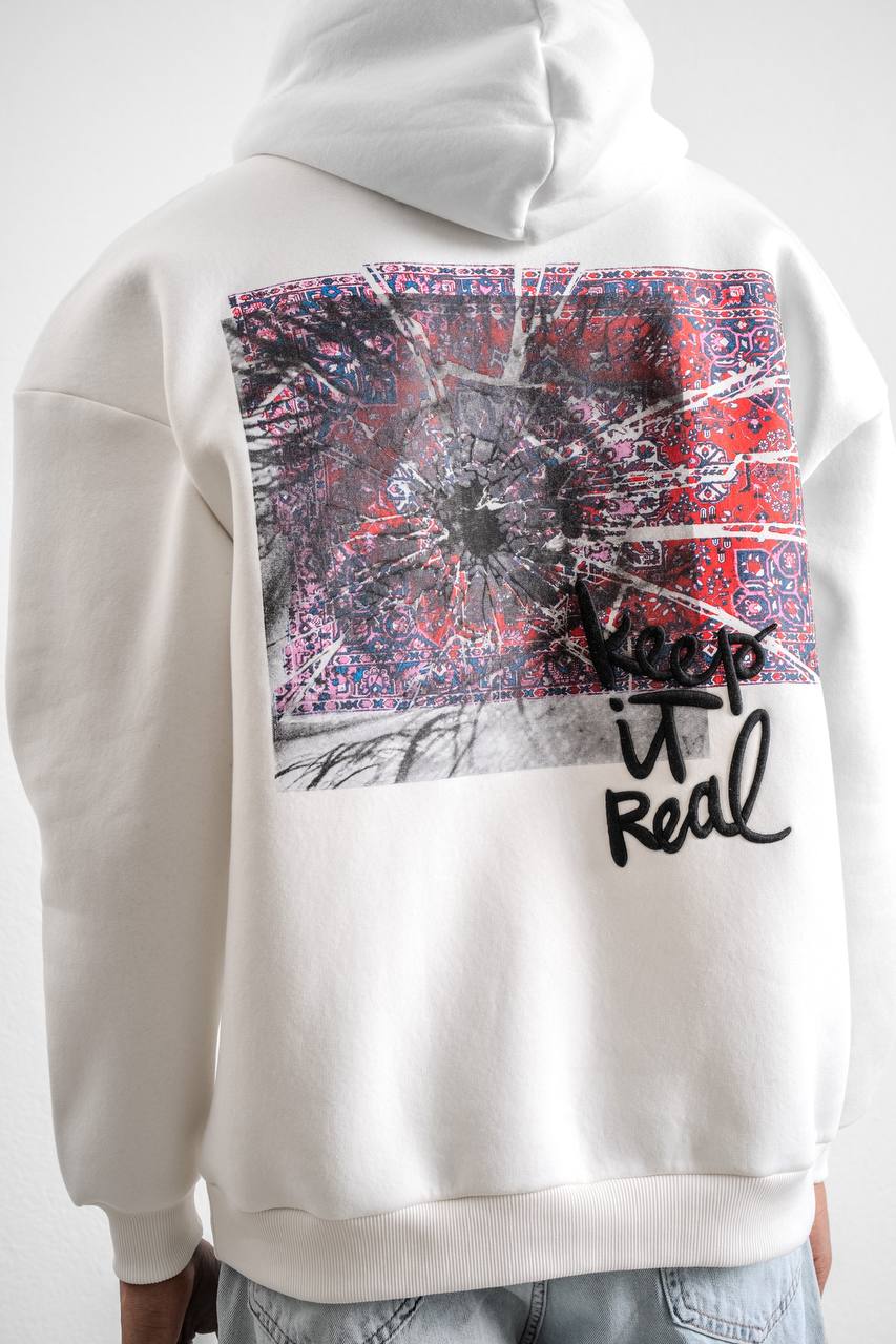 Keep It Real Embroidered Oversized Sweatshirt - Soft Brushed 3-Ply Fabric Withinblack