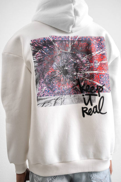 Keep It Real Embroidered Oversized Sweatshirt - Soft Brushed 3-Ply Fabric Withinblack