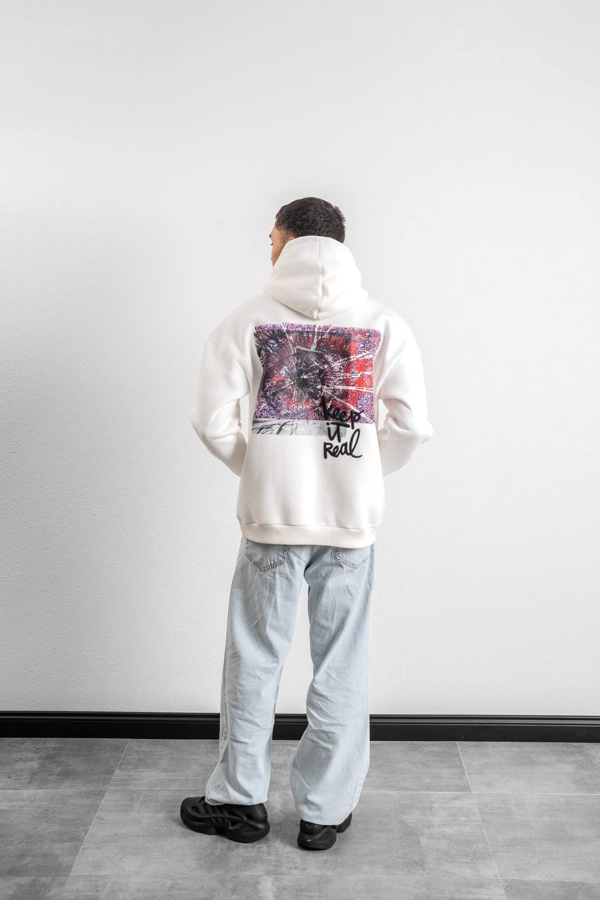 Keep It Real Embroidered Oversized Sweatshirt - Soft Brushed 3-Ply Fabric Withinblack