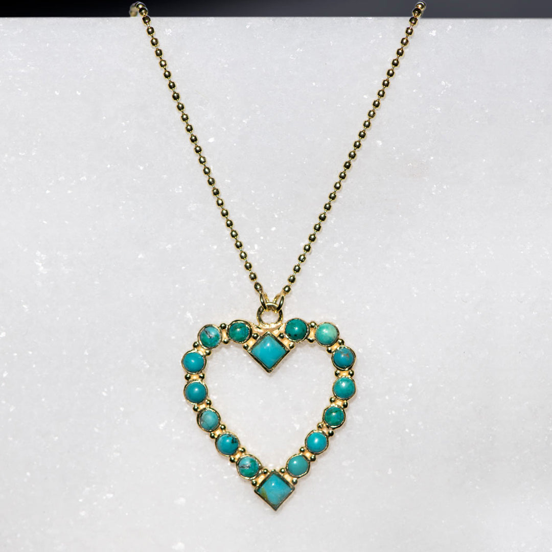 Keepsake - Turquoise Heart Necklace in Gold Urban-Equestrian