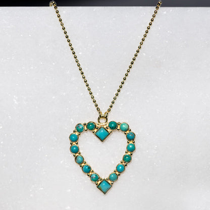 Keepsake - Turquoise Heart Necklace in Gold Urban-Equestrian