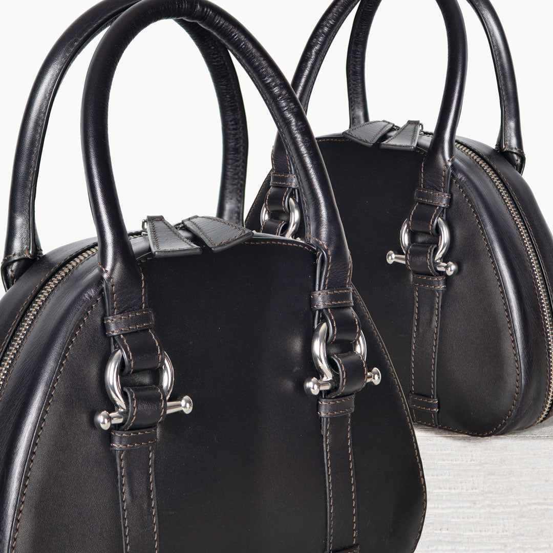 Kella - Horse Bit Vanity Luxury Leather handbag in Black Urban-Equestrian