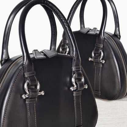 Kella - Horse Bit Vanity Luxury Leather handbag in Black Urban-Equestrian