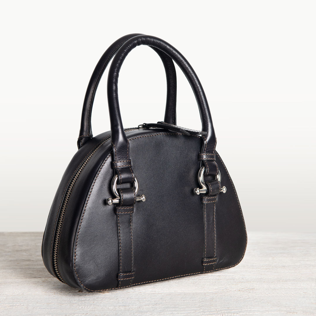 Kella - Horse Bit Vanity Luxury Leather handbag in Black Urban-Equestrian