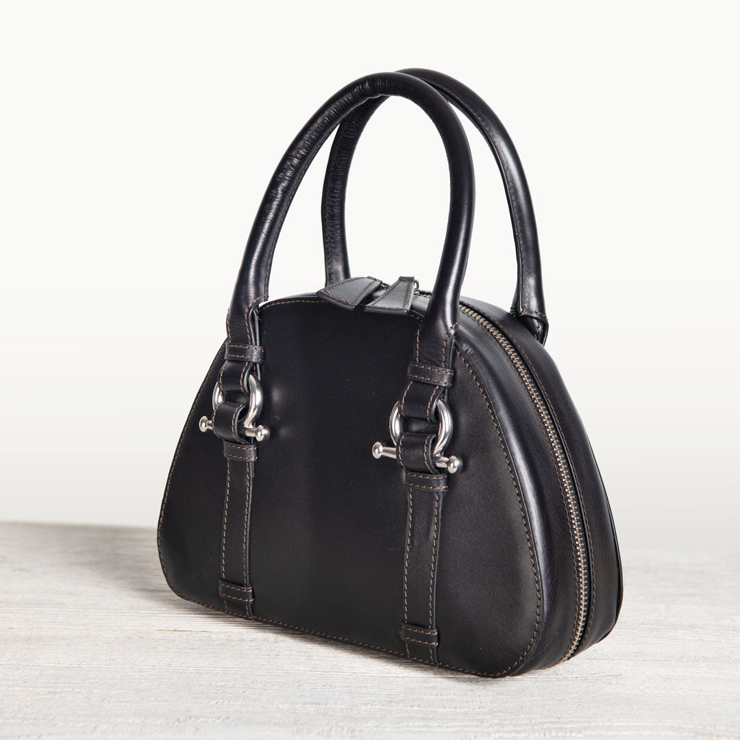 Kella - Horse Bit Vanity Luxury Leather handbag in Black Urban-Equestrian