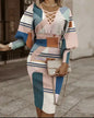 Elegant Women's V-Neck Long Sleeve Pencil Dress