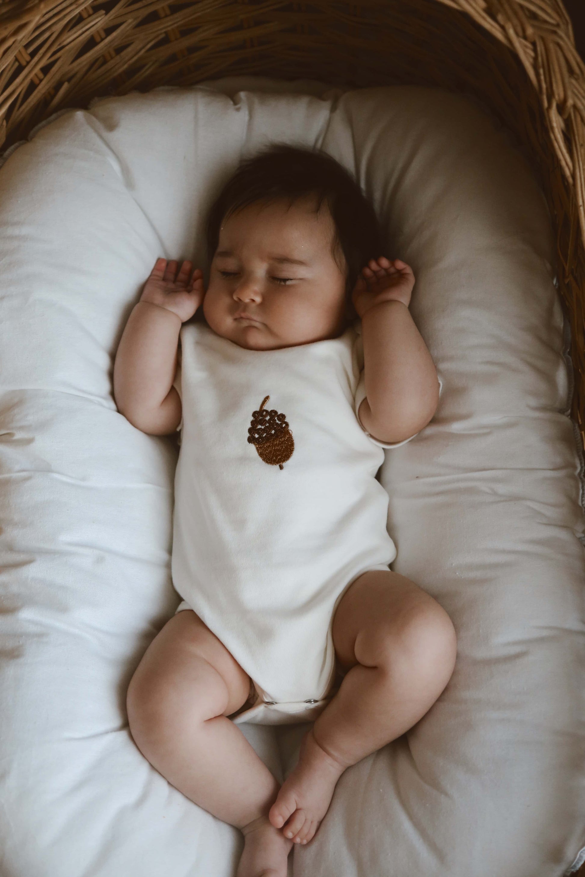 Acorn Patterned Short Sleeve Bodysuit Honey and Hive