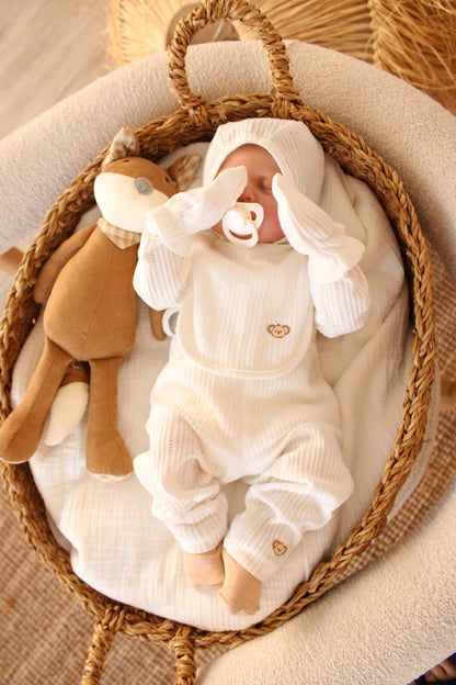 White Ribbed Koala Print 5 Piece Newborn Set Honey and Hive