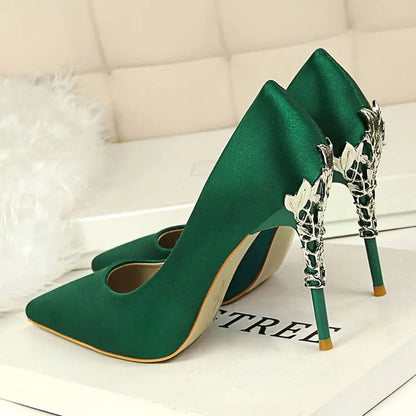 White Satin High Heels for Women - Stylish Pointed Shoes