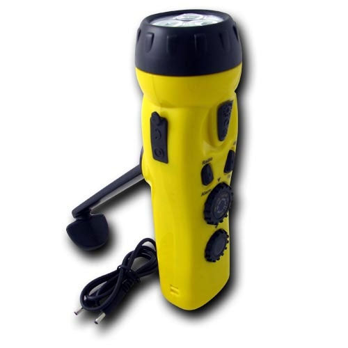 4-in-1 Dynamo Flashlight | Hand Crank Radio & Phone Charger - Yellow quakekits.com