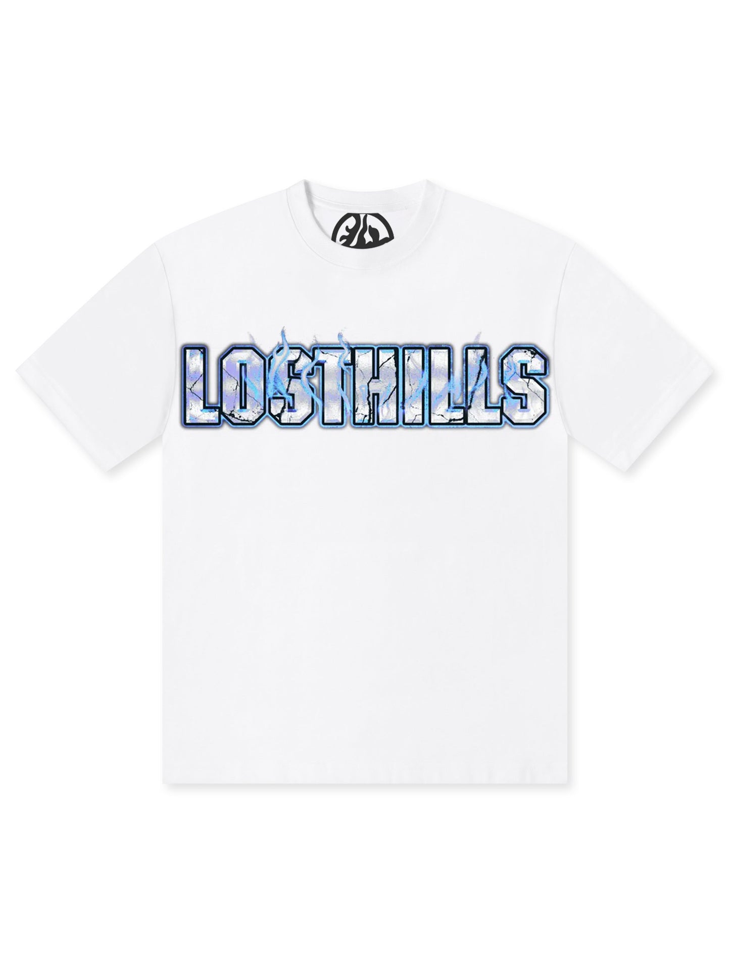 Losthills Inverted Logo Tee - White Denim Exchange