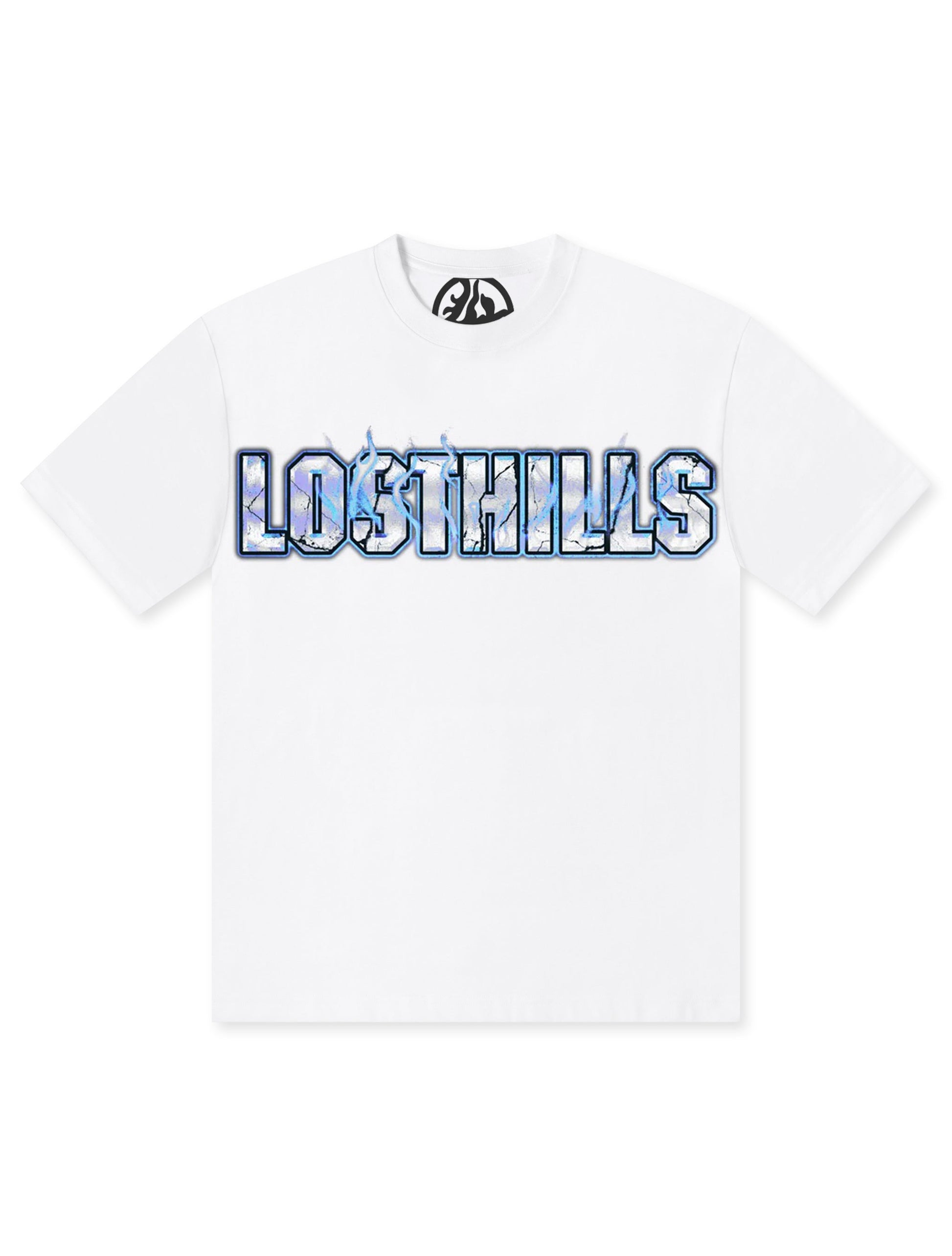Losthills Inverted Logo Tee - White Denim Exchange