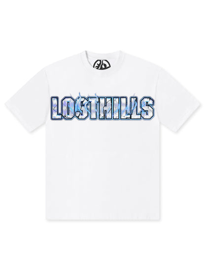Losthills Inverted Logo Tee - White Denim Exchange