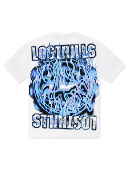 Losthills Inverted Logo Tee - White Denim Exchange