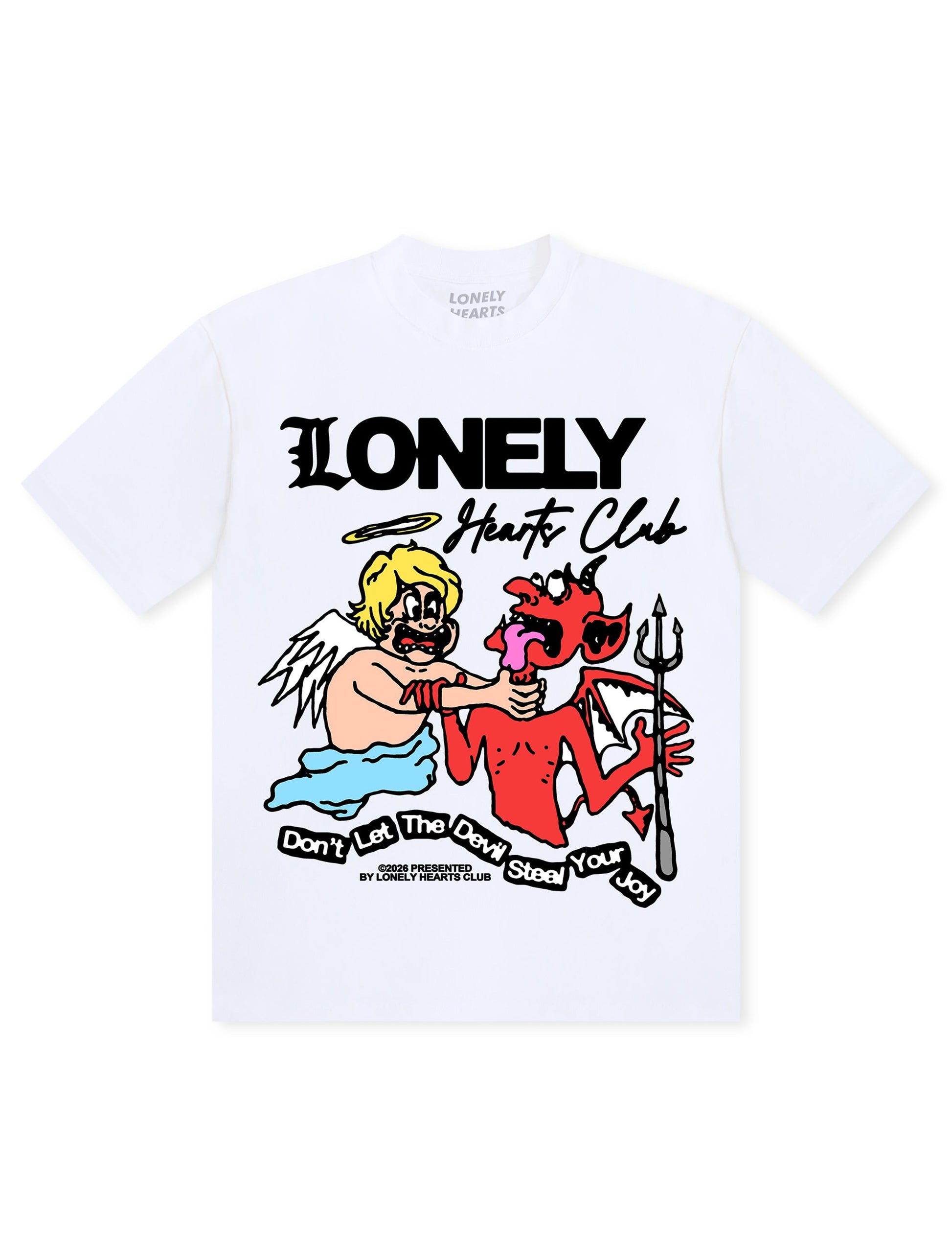 Lonely Hearts Club Don't Let The Devil Steal Your Joy Premium T-Shirt - White Denim Exchange