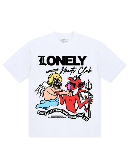 Lonely Hearts Club Don't Let The Devil Steal Your Joy Premium T-Shirt - White Denim Exchange