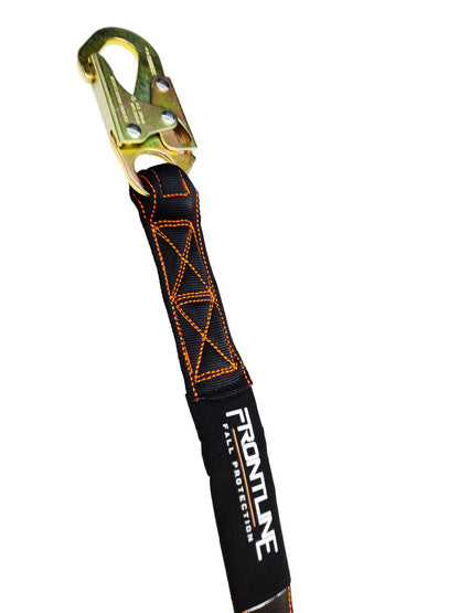 Frontline LIS61R Combat 6' Single Leg Rebar Hook End Lanyard with Internal Shock Absorber VM Hardware