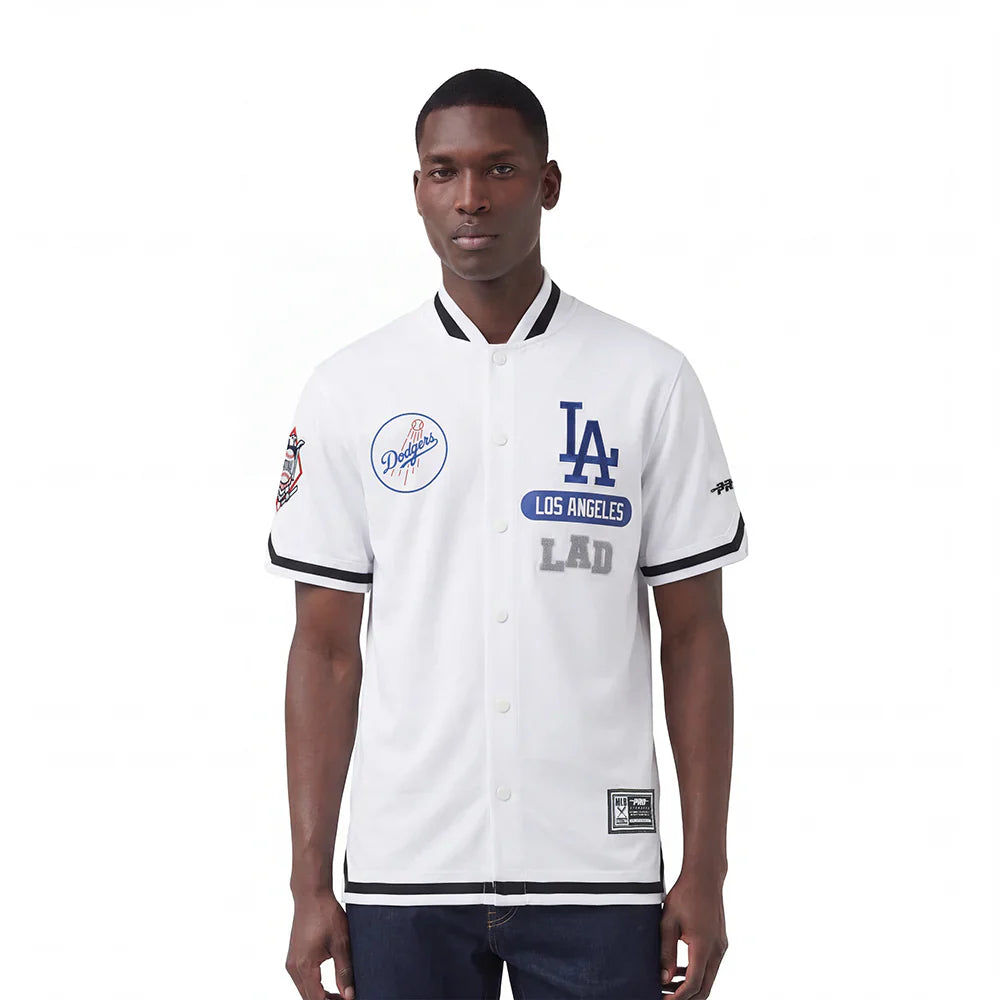 Pro Standard Los Angeles Dodgers Letterman Button Down - White Denim Exchange