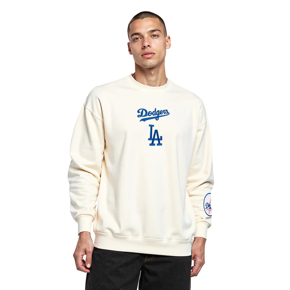 Pro Standard LA Dodgers Wingspan Drop Shoulder Crewneck - Eggshell Denim Exchange