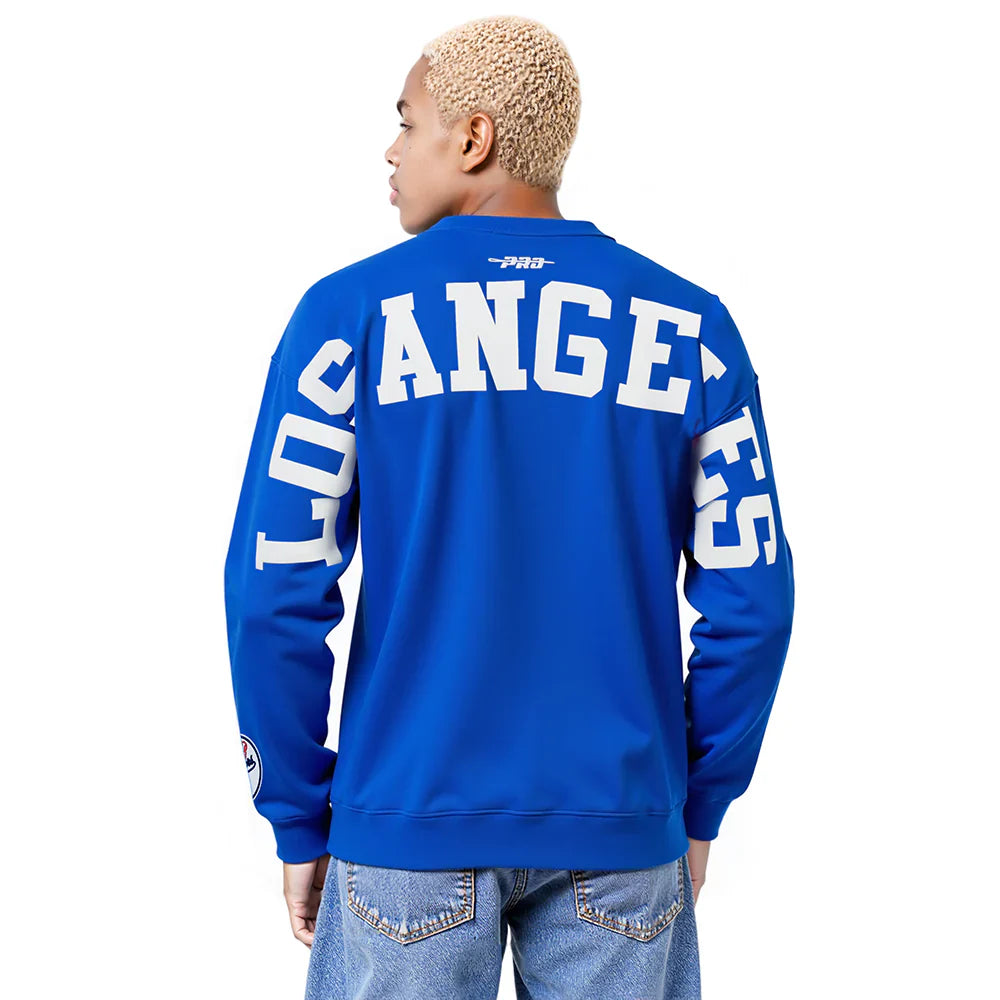 Pro Standard LA Dodgers Wingspan Drop Shoulder Crewneck - Royal Blue Denim Exchange