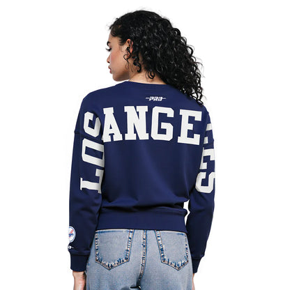 Pro Standard Womens LA Dodgers Cropped Wingspan Crewneck - Midnight Navy Denim Exchange