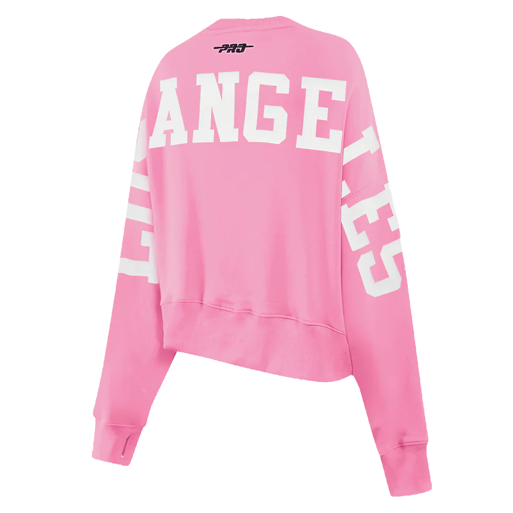 Pro Standard Womens LA Dodgers Cropped Wingspan Crewneck - Pink Denim Exchange