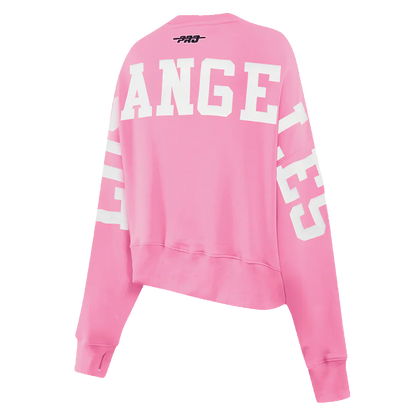 Pro Standard Womens LA Dodgers Cropped Wingspan Crewneck - Pink Denim Exchange