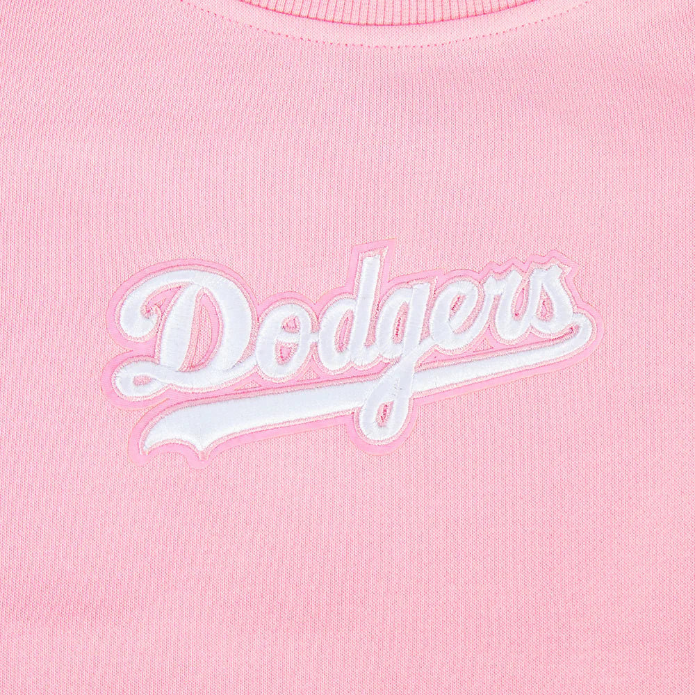 Pro Standard Womens LA Dodgers Cropped Wingspan Crewneck - Pink Denim Exchange