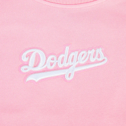 Pro Standard Womens LA Dodgers Cropped Wingspan Crewneck - Pink Denim Exchange