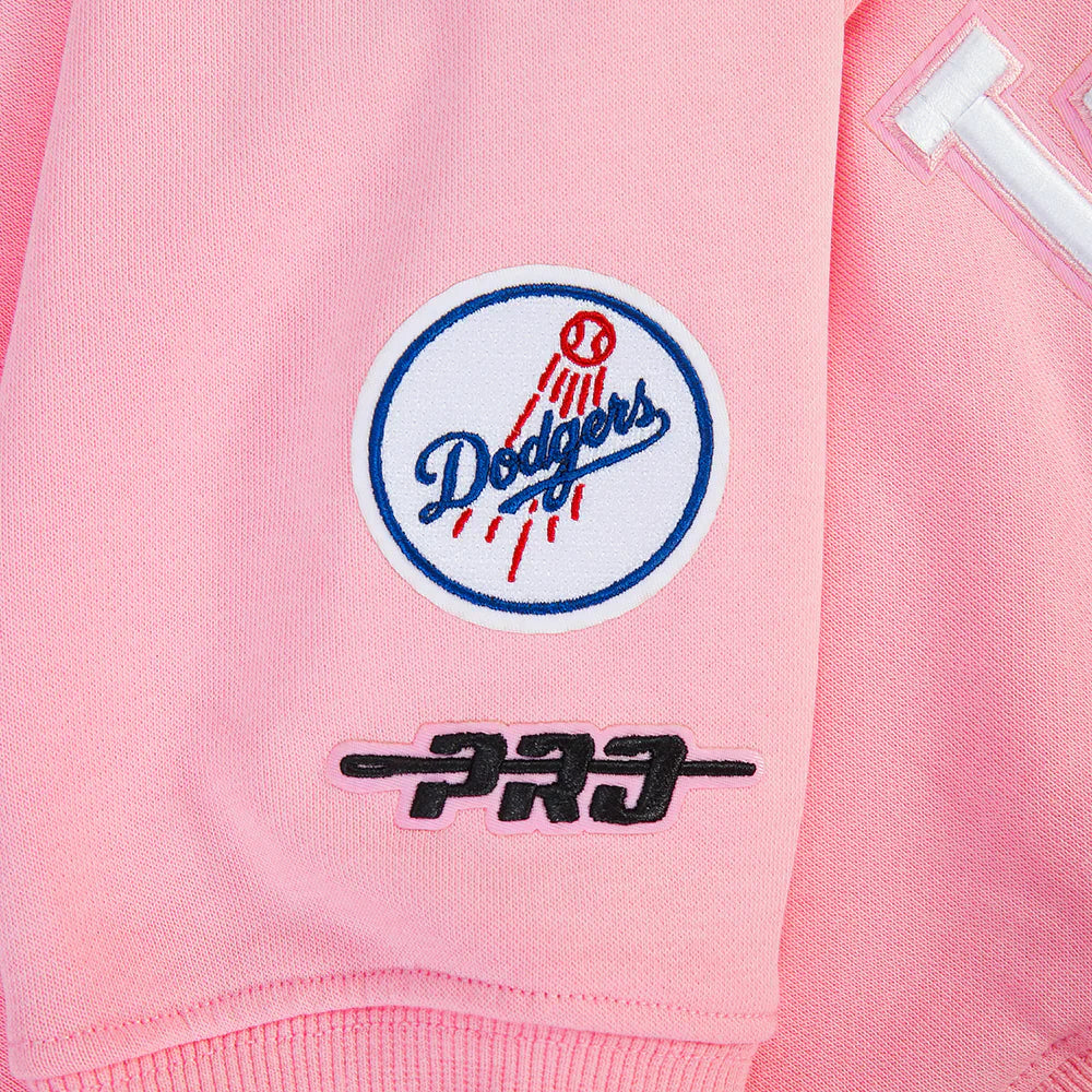 Pro Standard Womens LA Dodgers Cropped Wingspan Crewneck - Pink Denim Exchange