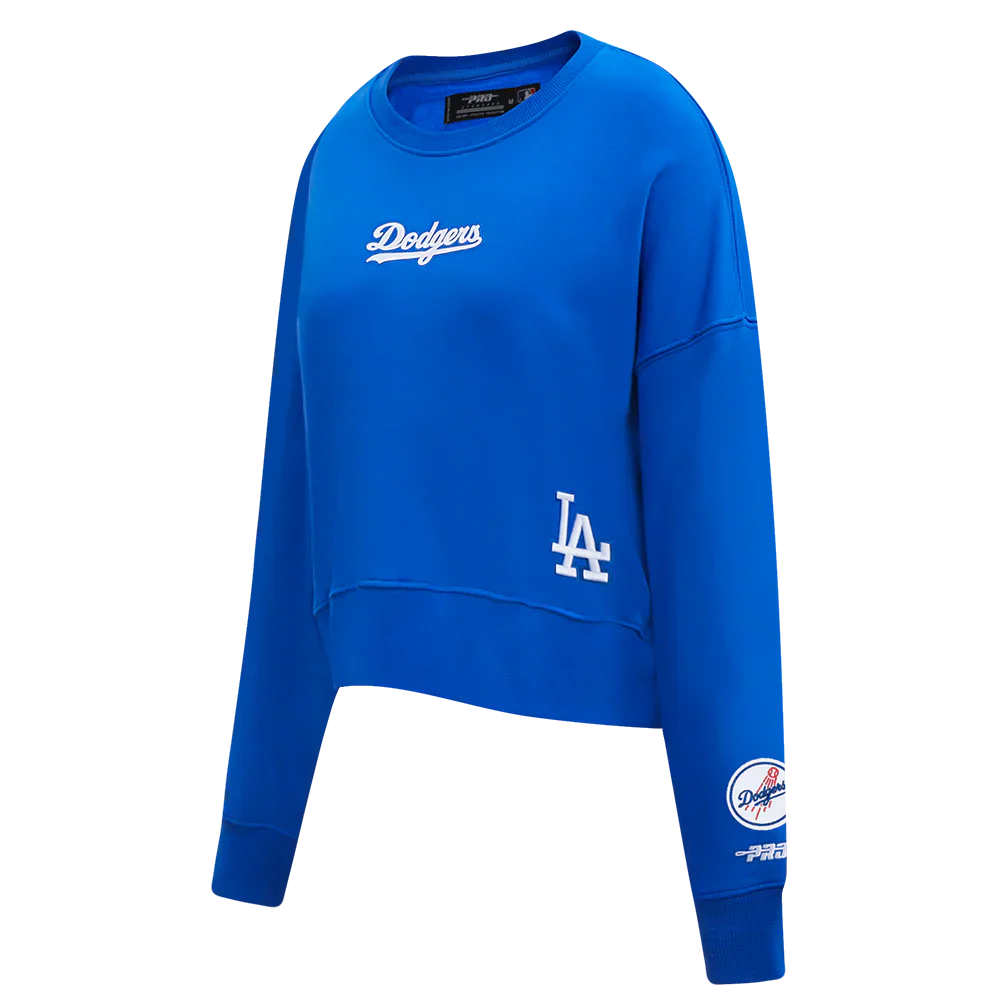 Pro Standard Womens LA Dodgers Cropped Wingspan Crewneck - Royal Blue Denim Exchange