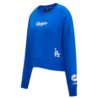 Pro Standard Womens LA Dodgers Cropped Wingspan Crewneck - Royal Blue Denim Exchange