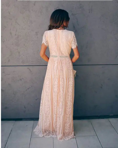 Summer New Women's Lace V-Neck Maxi Dress