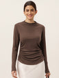 Wool Mock Neck Waist Pleat Top ISOLDE
