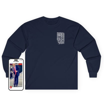 American Flag QR Code Long Sleeve Tee The Devil's Pickle