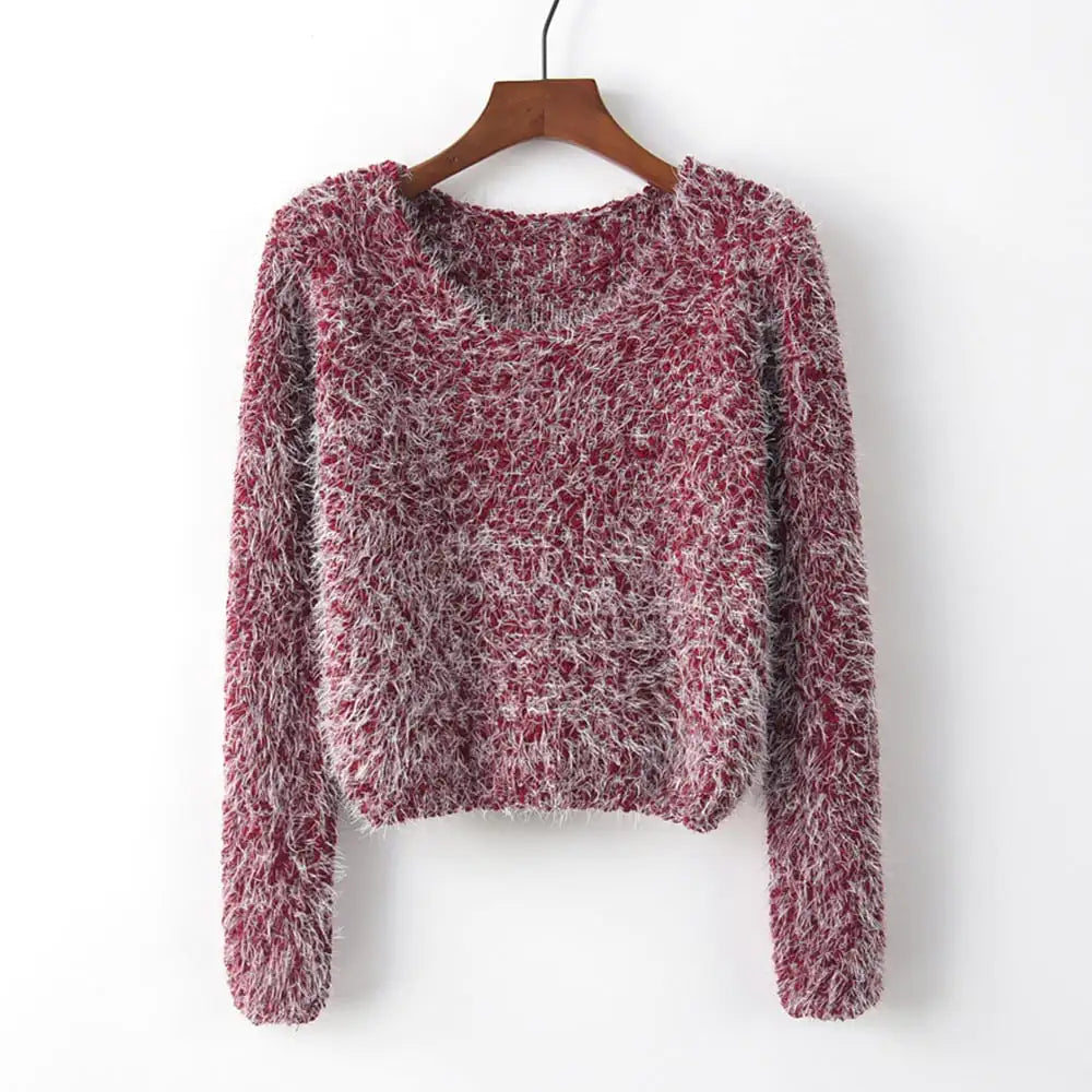 Women's Solid Color Round Neck Pullover Sweater