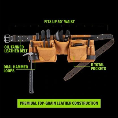 AWP LT-428-2 Classic Leather Tool Apron VM Hardware