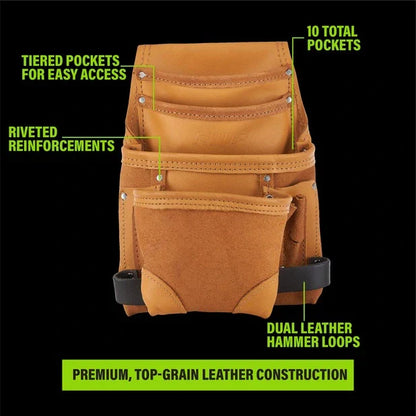 AWP LT-683-3 Classic Leather Tool Pouch VM Hardware