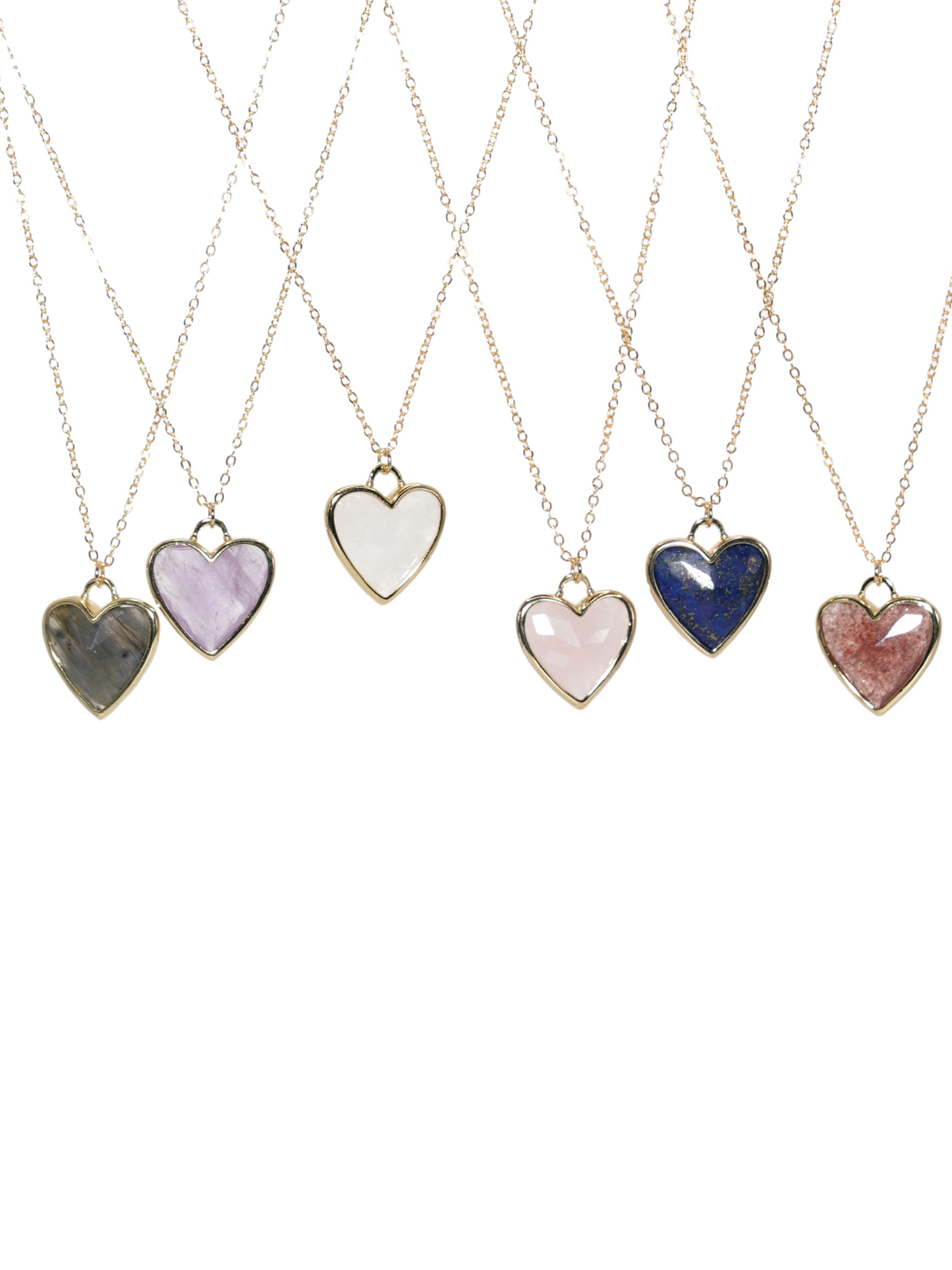 Small Heart Stone Pendant Necklace LUNAR VINES