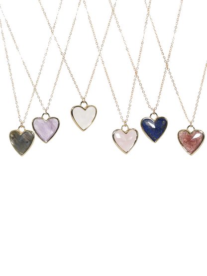 Small Heart Stone Pendant Necklace LUNAR VINES