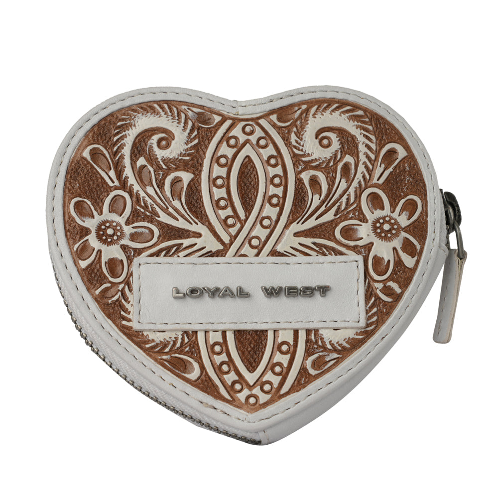 HandTooled Cupid Coin Pouch Ivory Dust Myra USA