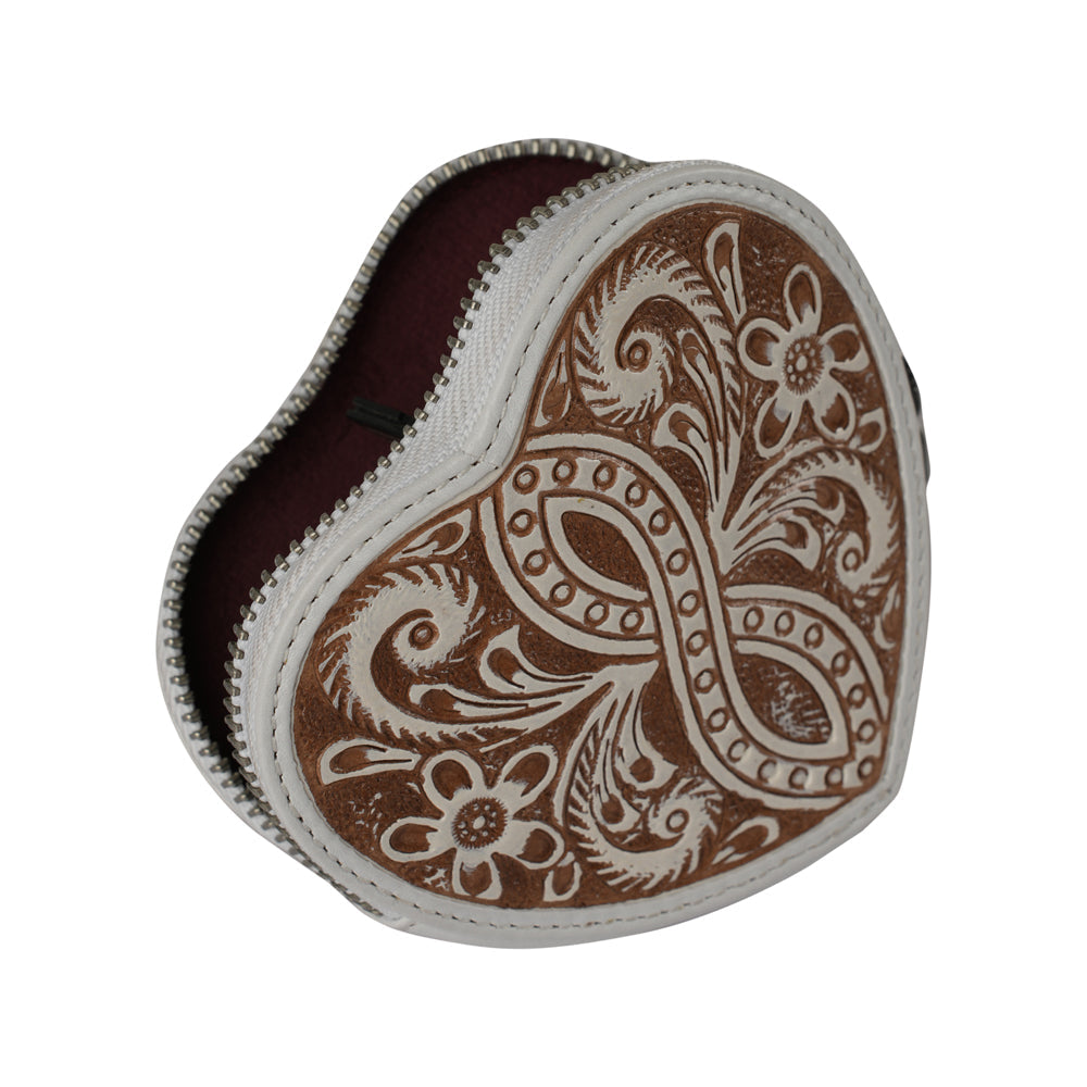 HandTooled Cupid Coin Pouch Ivory Dust Myra USA