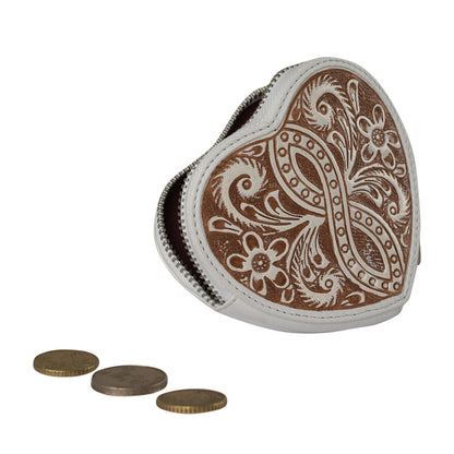 HandTooled Cupid Coin Pouch Ivory Dust Myra USA