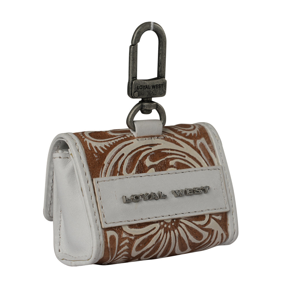 Handtooled Gloriana Clip-On Bag Charm - Ivory Dust Myra USA