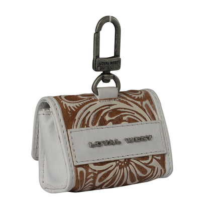 Handtooled Gloriana Clip-On Bag Charm - Ivory Dust Myra USA