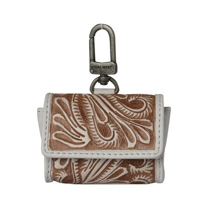 Handtooled Gloriana Clip-On Bag Charm - Ivory Dust Myra USA