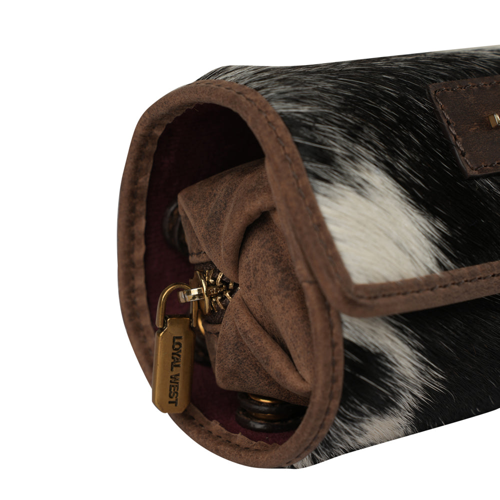 Canyon Jewellery Case - Black & White Cowhide Myra USA