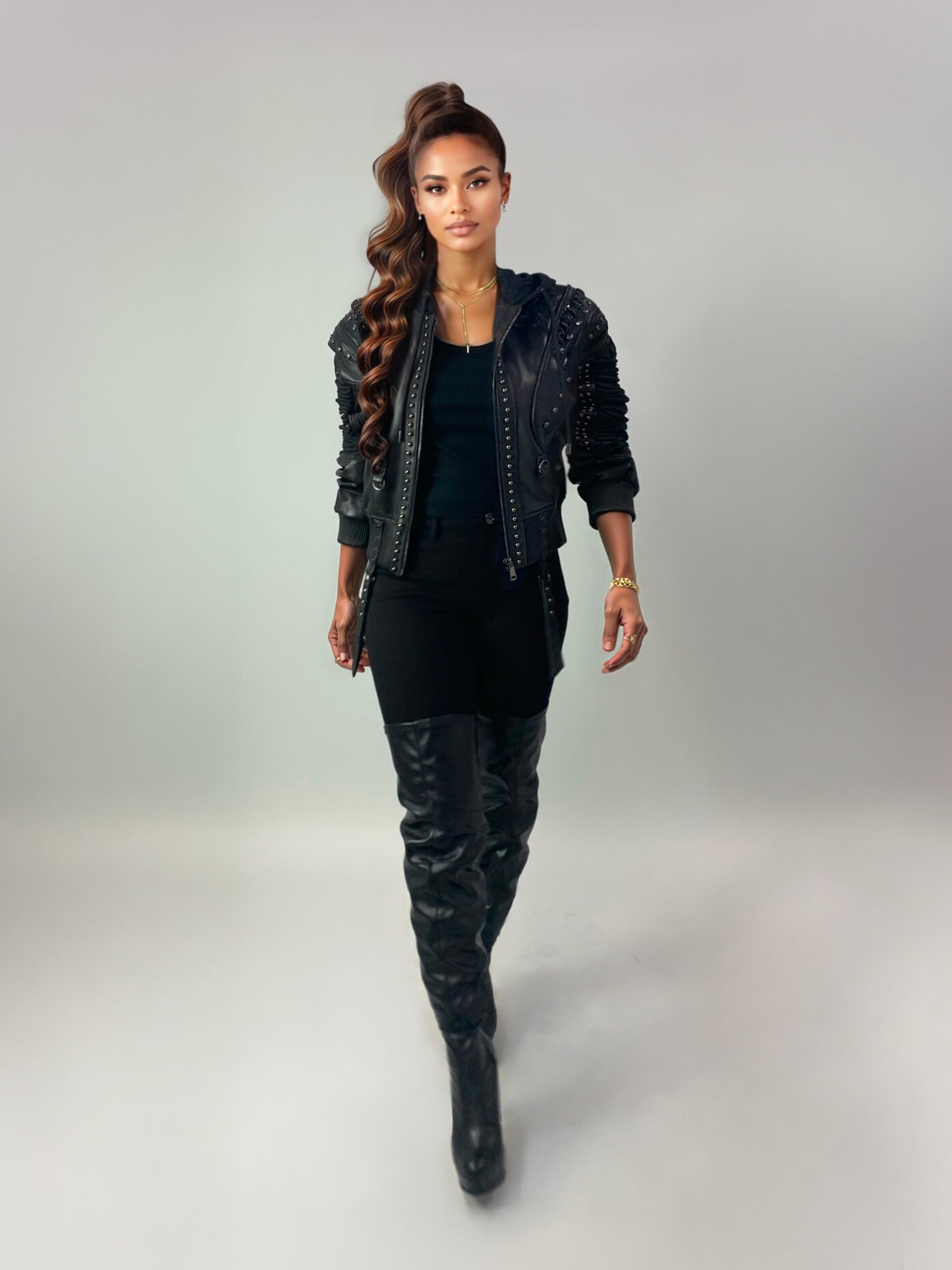 Lace Up Leather Bomber Jacket Apple Bottom Jeans